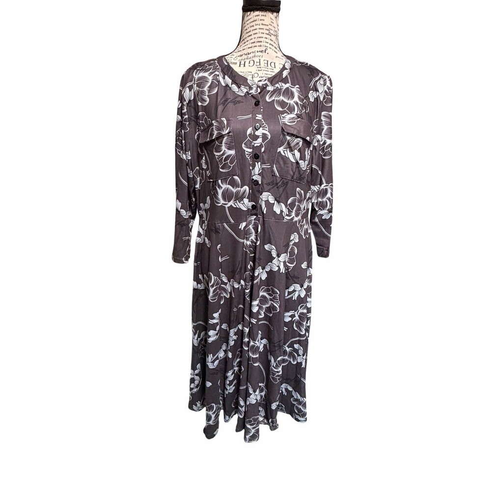Nwt Reborn Printed Floral Long Sleeve Mini Dress Size 1x Whimsical Fairy Boho